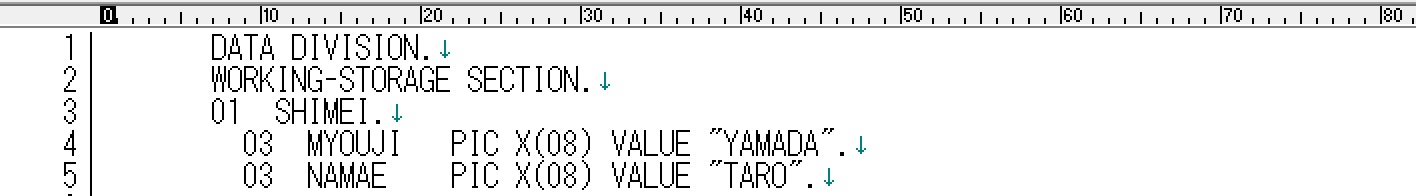 基礎-コーディングルール-データ部記述例