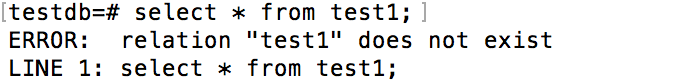 応用-DROP TABLE1-実行結果 test1：処理後