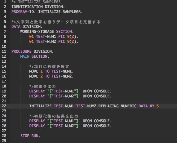 辞典・辞書-INITIALIZE-使用例: