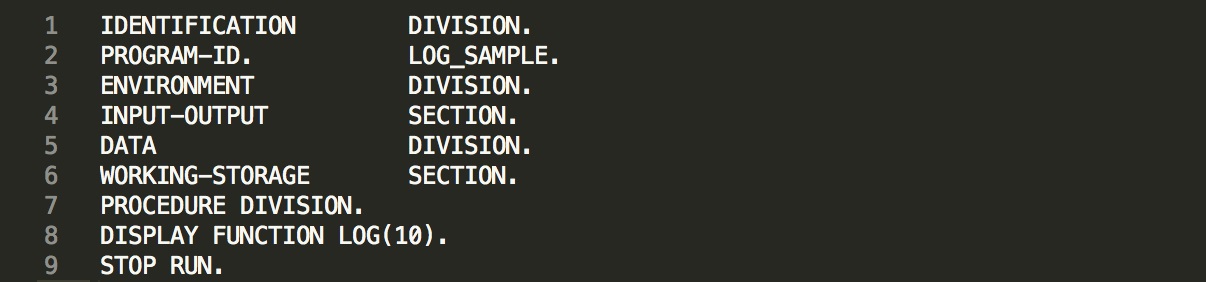 COBOL言語のLOG関数_使用例